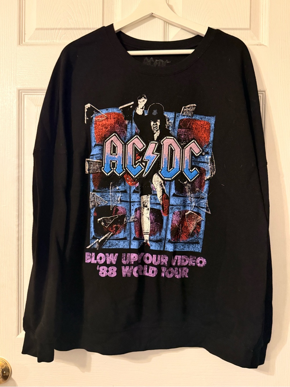 AC/DC Black Sweatshirt with Blue, Red and Pink Tour Graphic